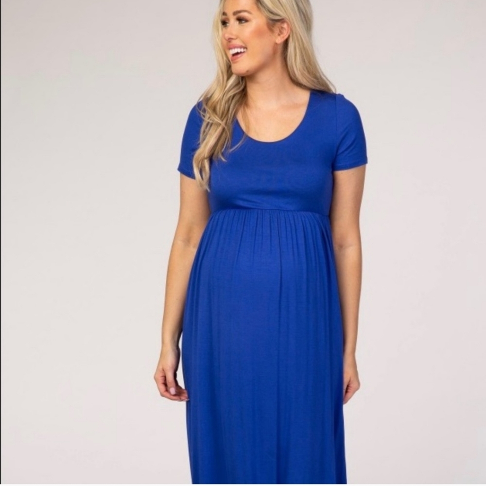 Pinkblush Blue Maternity Maxi Dress Medium